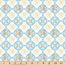 Sea Whispers Sand Dollar Blue Ecru 5782EB Sale Quilt Cotton Fabric by half yd