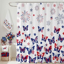 4th of July Shower Curtain Independence Day Shower Curtain American Flag Stars R