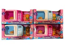 Sound  Light Microwave Oven Toy Kitchen Appliance Pink Plastic for Ages 3-4