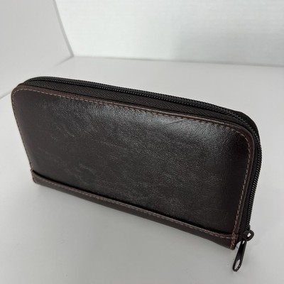 New Luxury Brown Leather Wallet Zip Slim Light Multi Slots ID Cards Cash Gift