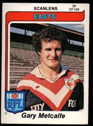 SCANLENS RUGBY LEAGUE CARDS 1980-36 GARY METCALFE EASTERN SUBURBS