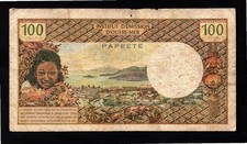 Tahiti Papeete Insitut D’Emission D’Outre-Mer 100 Francs 1971-1973 SCARCE