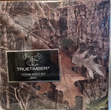 Truetimber King 4 Pc Sheet Set Camouflage Polyester Flat Fitted 2 Pillow Cases
