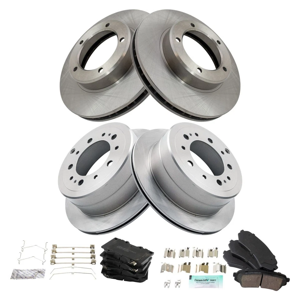 Kit de pastillas de freno delanteras y traseras TRQ y rotor de cerámica para 98-07 Land Cruiser LX470 Foto 2 de 4