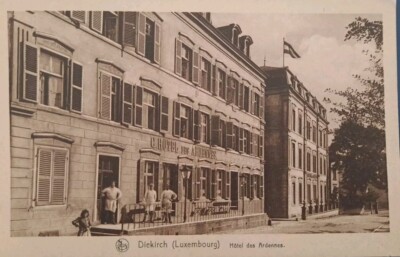 Luxemburg Diekirch Hotel Des Ardennes + Personal Vintage Postkarte A52