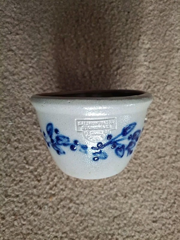 VINTAGE SALMON FALLS POTTERY VINES  SALT GLAZED PLANTER BOWL CROCK 2002 DOVER NH