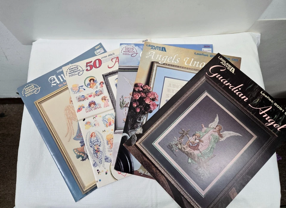 Cross Stitch Pattern Booklets Charts Lot of 5 Angel Theme Leisure Art/American - Image 2 of 4