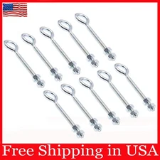 10Pack Heavy-Duty Eye Bolts With Nuts 1/4" 20x4" Zinc Plated Steel Hex Head New