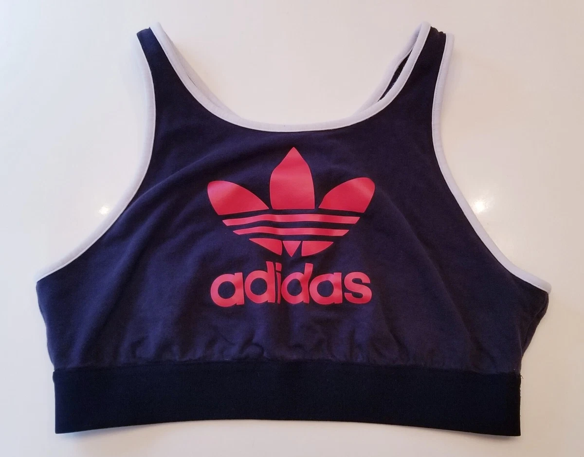 Adidas Women's Sports Bra Size Large Red White Blue w Logo VTG Look Wireless