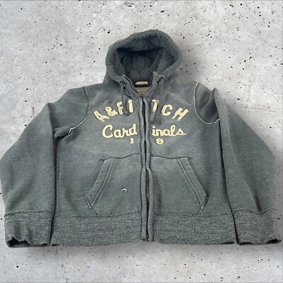 Vintage Abercrombie Fitch Hoodie Men Medium Muscle Fit Distressed Y2K Zip  R1