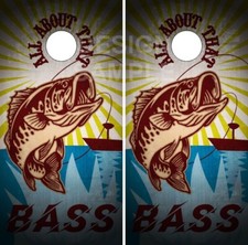 All About That Bass Fish LAMINATED Cornhole Wrap Bag Toss Skin Decal