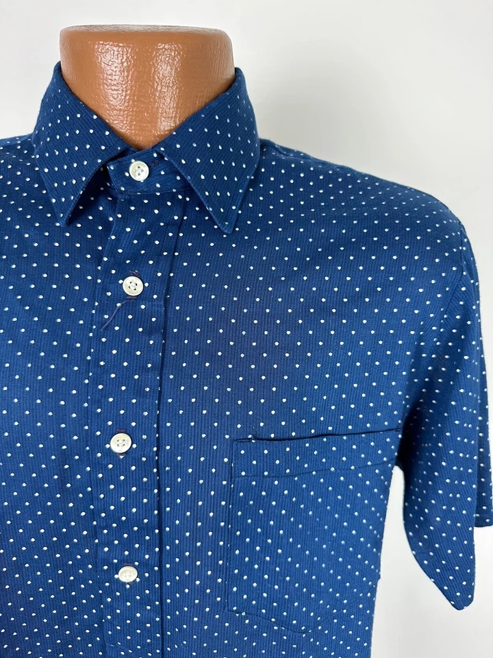 Camisa Vintage Años 60 Lunares Hombres M Apretada Manga Corta Exterior Retro Famoso Barr Foto 2 de 4