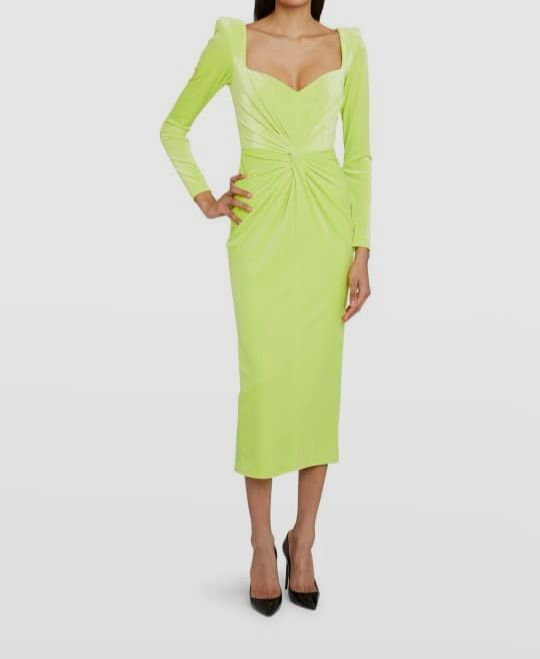 alex perry neon green dress $2200 Women's Velvet Twisted Ashford Sheath Size 8 s/m