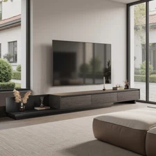 Expandable TV Stand for 120" TV, Modern Media Console w/ 3 Drawers, 78.7–130"