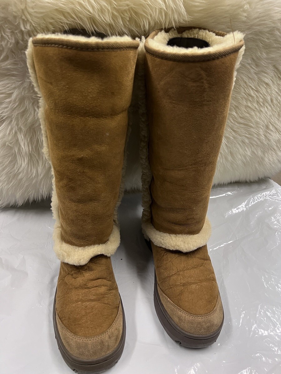 UGG Australia Sunburst 5218 Tall Sheepskin Boots Size Tan