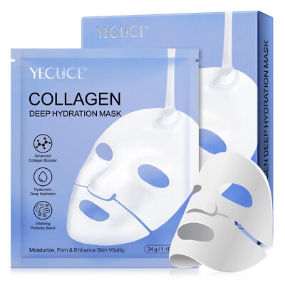 6X Bio Collagen Face Mask Bio-Collagen Deep Mask Pure Collagen Films Korean Deep