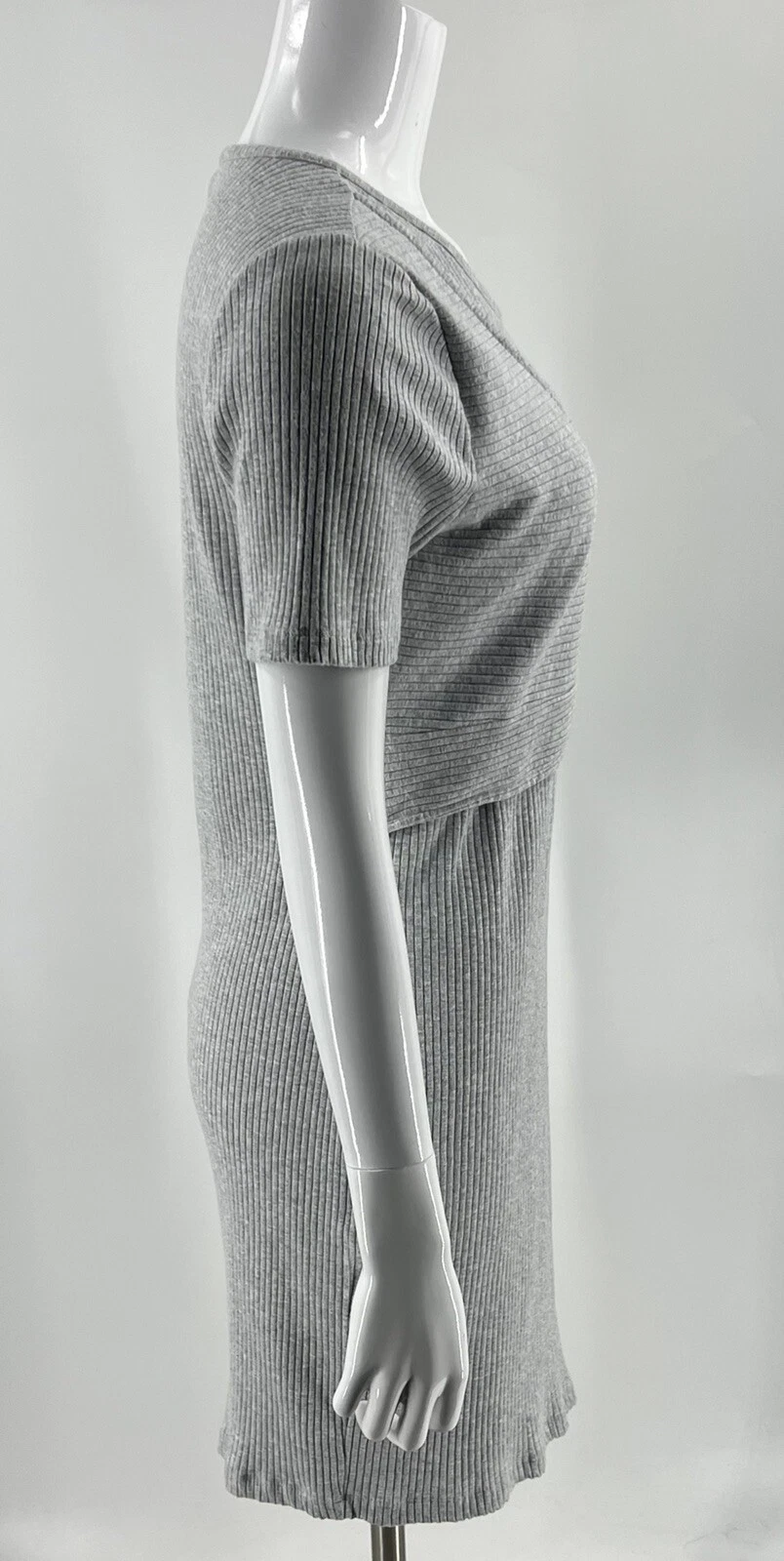 lole t shirt dress ribbed stretch knit overlap front shirt