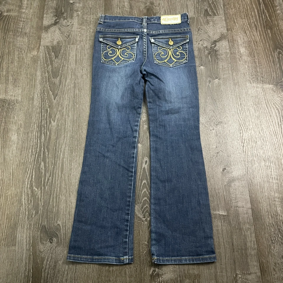 Jeans de mezclilla lavados oscuros Dereon para niñas pierna recta talla 10 Foto 4 de 4