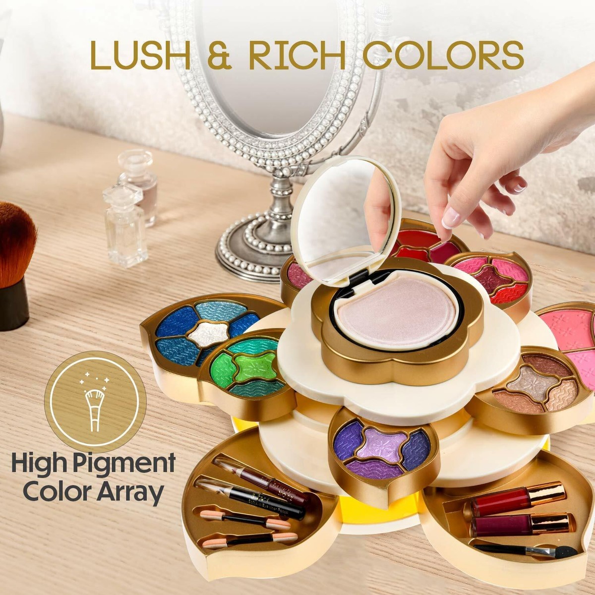 May Professional Women Full Set Open As Rose Flower Makeup Kit