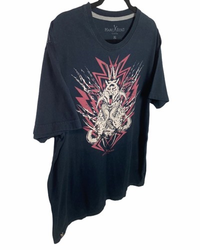MARC ECKO Cut N’ Sew Wolf Crest Bullets Horns Graphic Logo Black Shirt Men’s XL - Picture 2 of 6