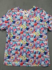 White Cross Medical Scrub Top Adult Large Lady Bug Nursing Uniform Pocket