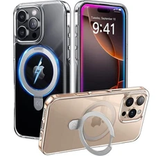 Casekoo Case for iPhone 16 Pro Max Clear with Camera Control Magnetic Ring Stand