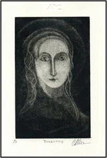 BYZANTINE Religious HOLY MADONNA Mezzotint ORIGINAL Signed Numbered