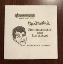 Rare Vintage DINO'S LODGE DEAN MARTIN RESTAURANT Coaster and Glass Ashtray Set