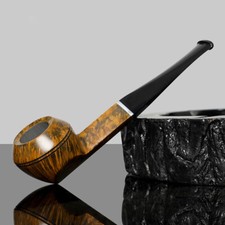 Pipa de tabaco MUXIANG Briar Rhodesian pipa de madera lisa Bulldog líneas de cuentas dobles