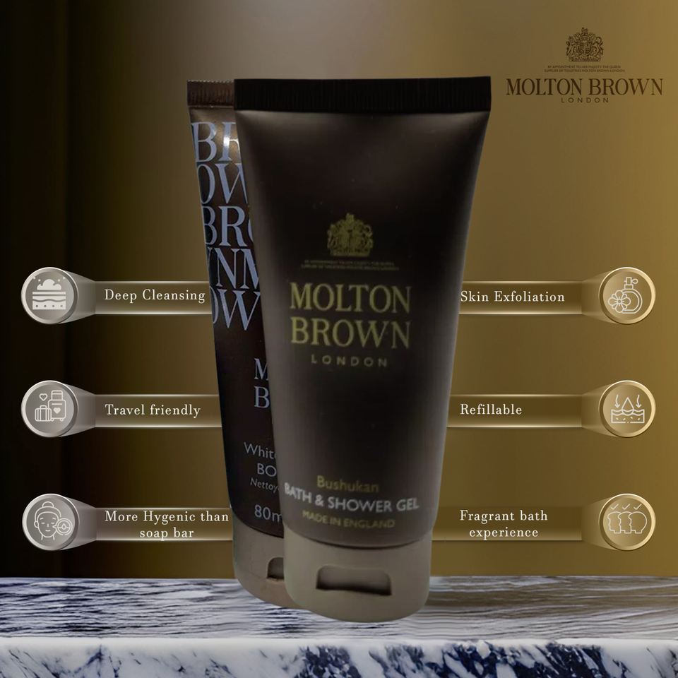Molton Brown Body Wash Shower Wash Mens Gift Set Bushukan & White