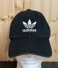 Adidas Originals Trefoil Black Strapback Hat Adjustable Cotton Baseball Dad Cap
