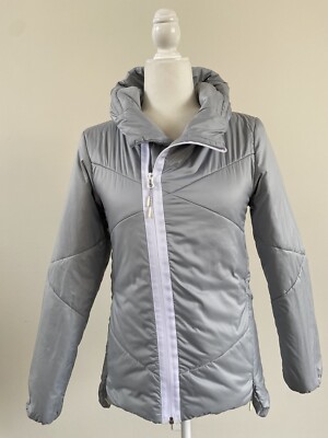 Asics Women's Gray Zip-Up Pockets Hidden Hoodie Winter Jacket Sz XS