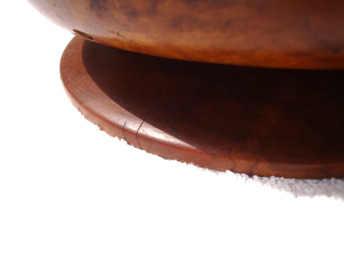 Vtg Wood Burl Bowl Hand Crafted Folk Art Centerpiece Pedestal Signed Dated 1937 - Picture 10 of 15
