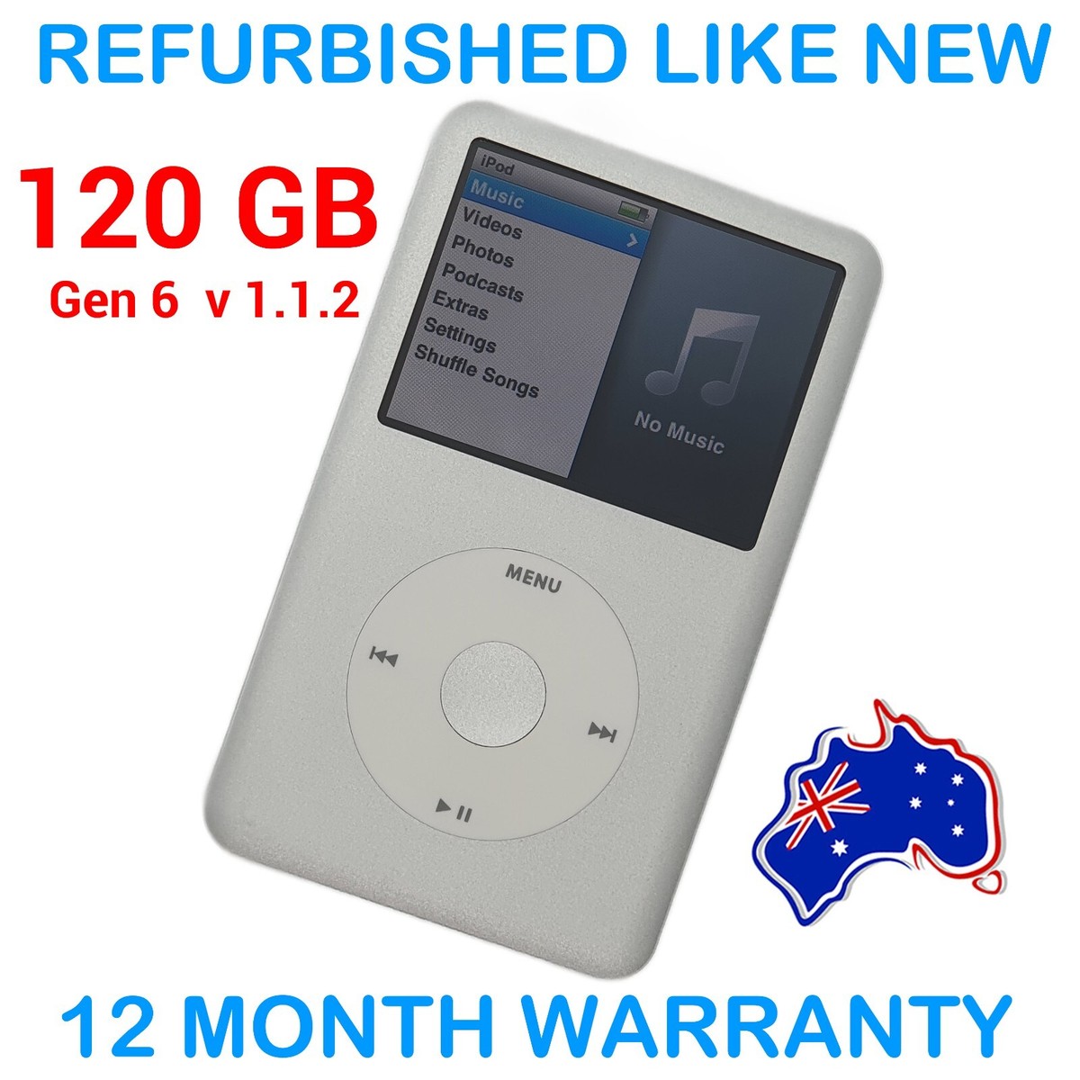 Apple IPOD CLASSIC - Silver - 6th Gen (Slim) - 120GB - LIKE Apple IPOD CLASSIC - Silver - 6th Gen (Slim) - 120GB - LIKE