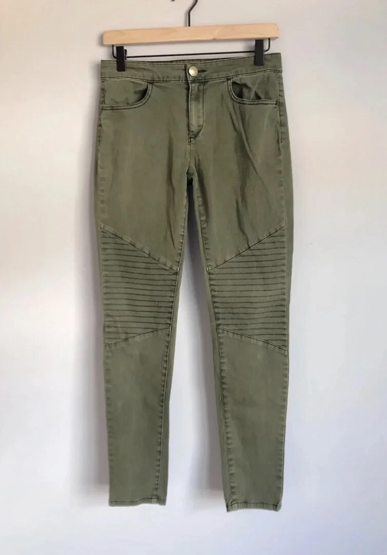 Junior s Tinseltown Moto Army Olive Green Skinny Jeans Size 5