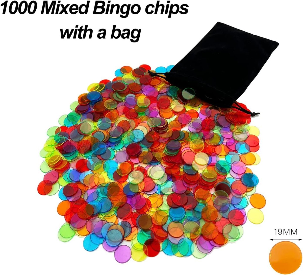 Deluxe Bingo Set- includes 1000 Colorful Chips with a Bag