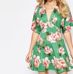 asos green floral dress