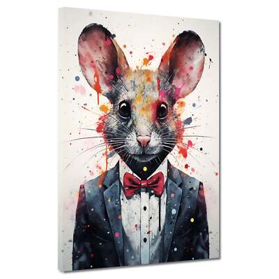 Maus abstrakt im Anzug Pop Art Leinwandbild Wandbild Kunstdruck XL Deko
