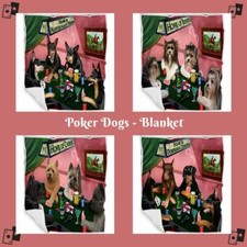 Home of Dogs Cats Playing Poker Pet Photo Sherpa Blanket Bedroom D cor
