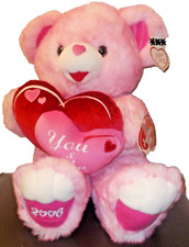 Dan Dee Plush Teddy Bear Pink 2006 Valentine "You  Me" Heart Collectible 20"