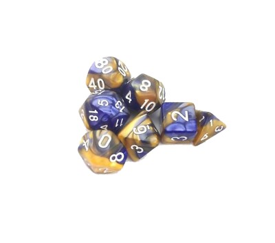 Blau und Orange zweifarbig Würfel Set, Polyhedrisch 7 Würfel Set für D&D Tabletop Spiele