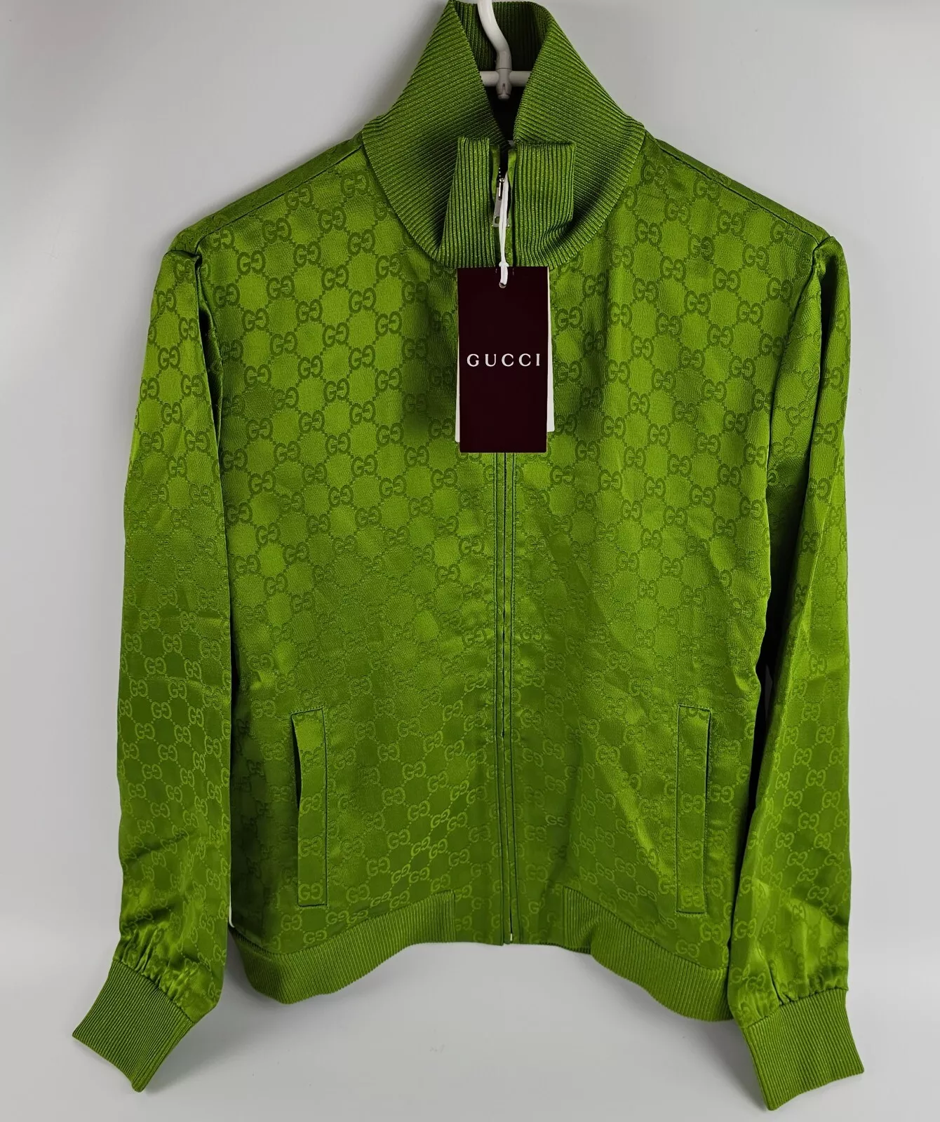 Veste de survêtement zippée jacquard GUCCI verte GG neuve et authentique