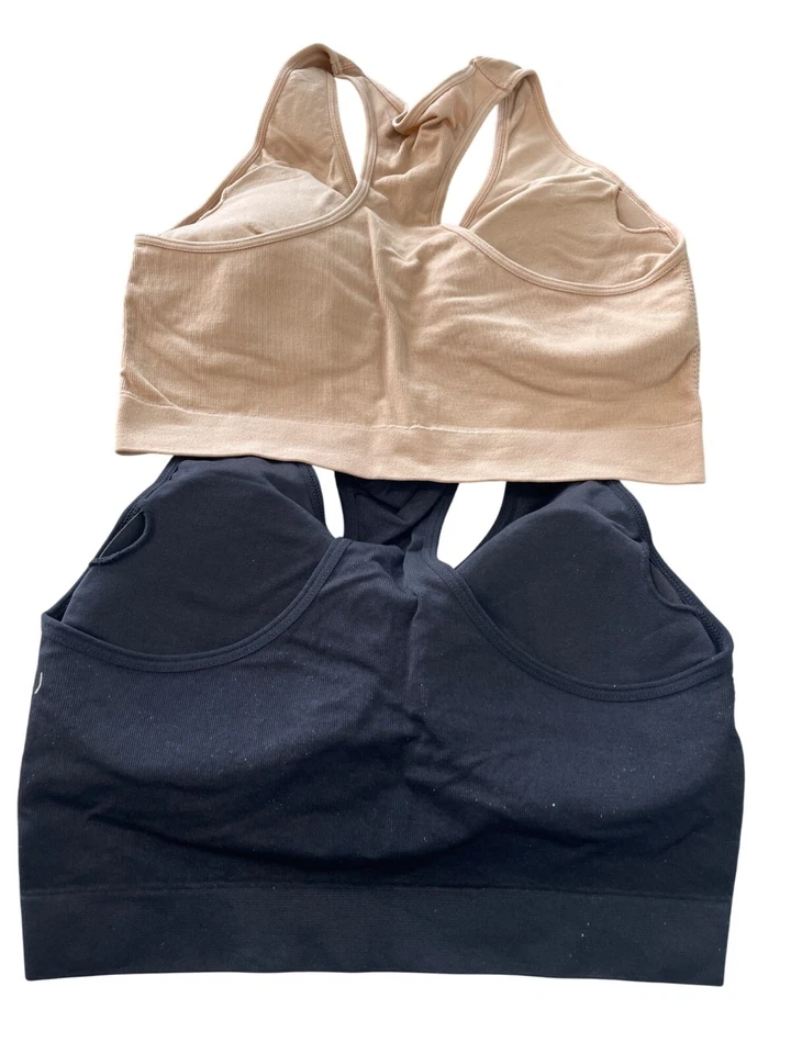 Бесшовный бюстгальтер Rhonda Shear Racerback Ahh упаковка 2 шт. размер большой черный бежевый 613,8 - Изображение 3 из 4