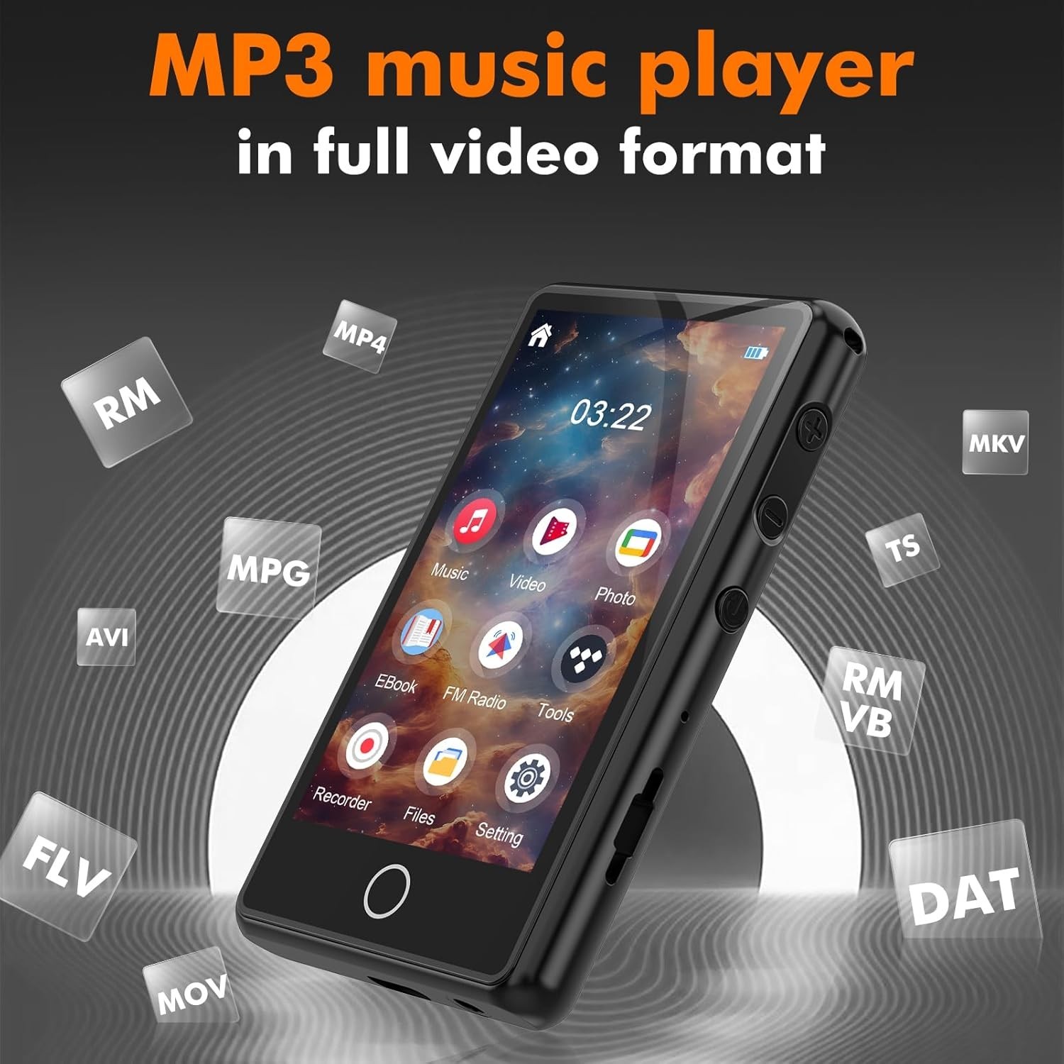 Lightweight 80GB Music Player with Bluetooth & High-Quality Speakers in Black