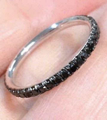 1Ct Lab-Created Black Diamond Eternity Wedding Band Ring 14K White Gold Finish
