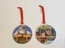 VTG Norman Rockwell Porcelain Christmas Ornaments Set of 2 - 1984 Made in Japan