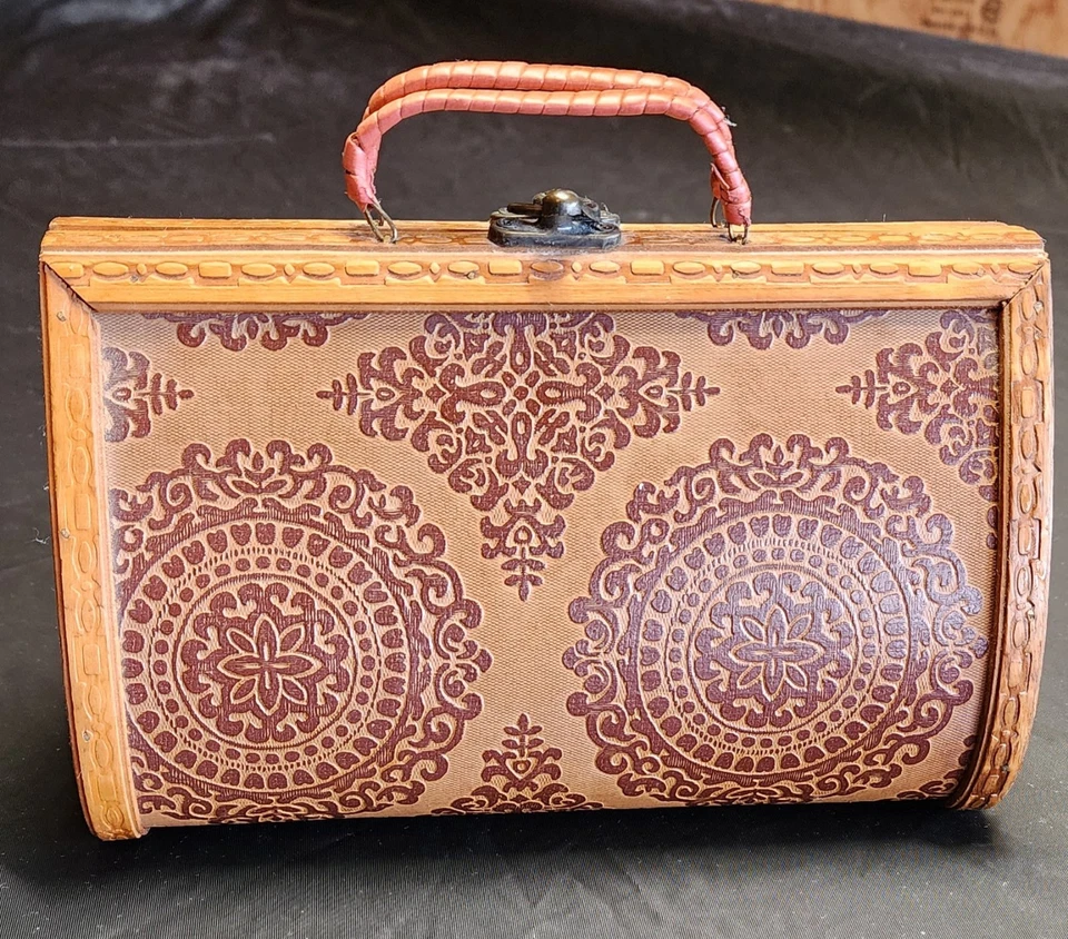 Bolso sin asas de cuero de madera vintage bolso boho "The Cleo" mediados de siglo Foto 2 de 4