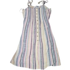 Blue Island Pink and Blue Ruffled Spaghetti Strap Maxi Sundress. L