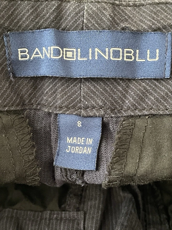 Bandolino Denim Shorts Womens Size 8 Navy Blue High Rise Striped Bermuda - Image 2 of 4