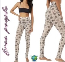 Free People Layered in Lace Chamois Leggings Size XS Sheer 3 Creme Black Angels